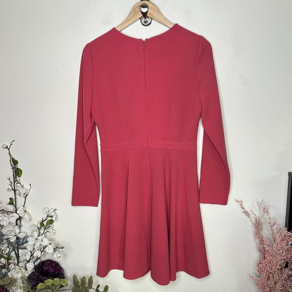 GAL MEETS GLAM Greer Long Sleeve Fit & Flare Dress Salmon Pink Sz 8 {OO13} - Picture 3 of 5
